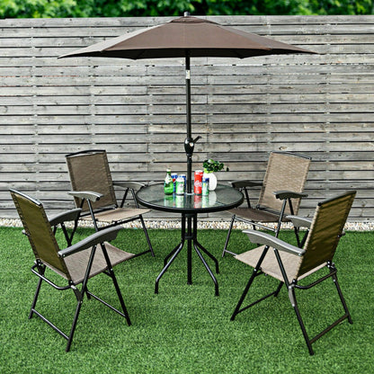 2 Pieces Folding Sling Chairs with Steel Armrests and Adjustable Back for Patio