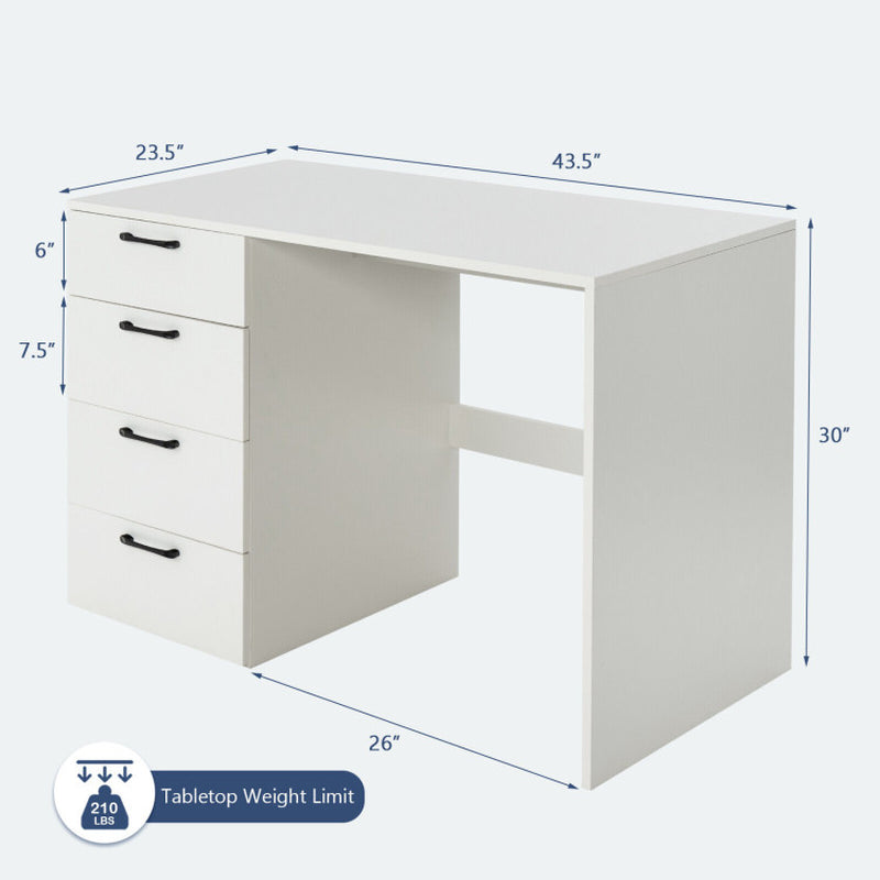 43.5 Inch Computer Desk with 4 Large Drawers