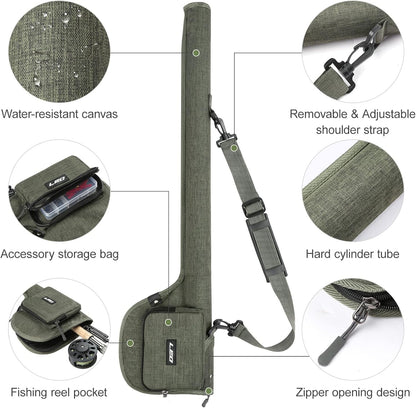 Fly Fishing Rod Case,Portable Fishing Tackle Bag,Canvas Fishing Pole Storage Bag Fly Rods Reels Durable Carry Case, ‎Army Green, Canvas & Beach Tote Bag