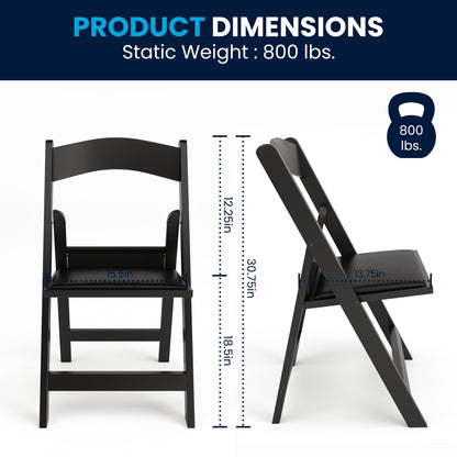 Hercules Folding Chair - Black Resin – 800LB Weight Capacity Comfortable Event Chair - Light Weight Folding Chair
