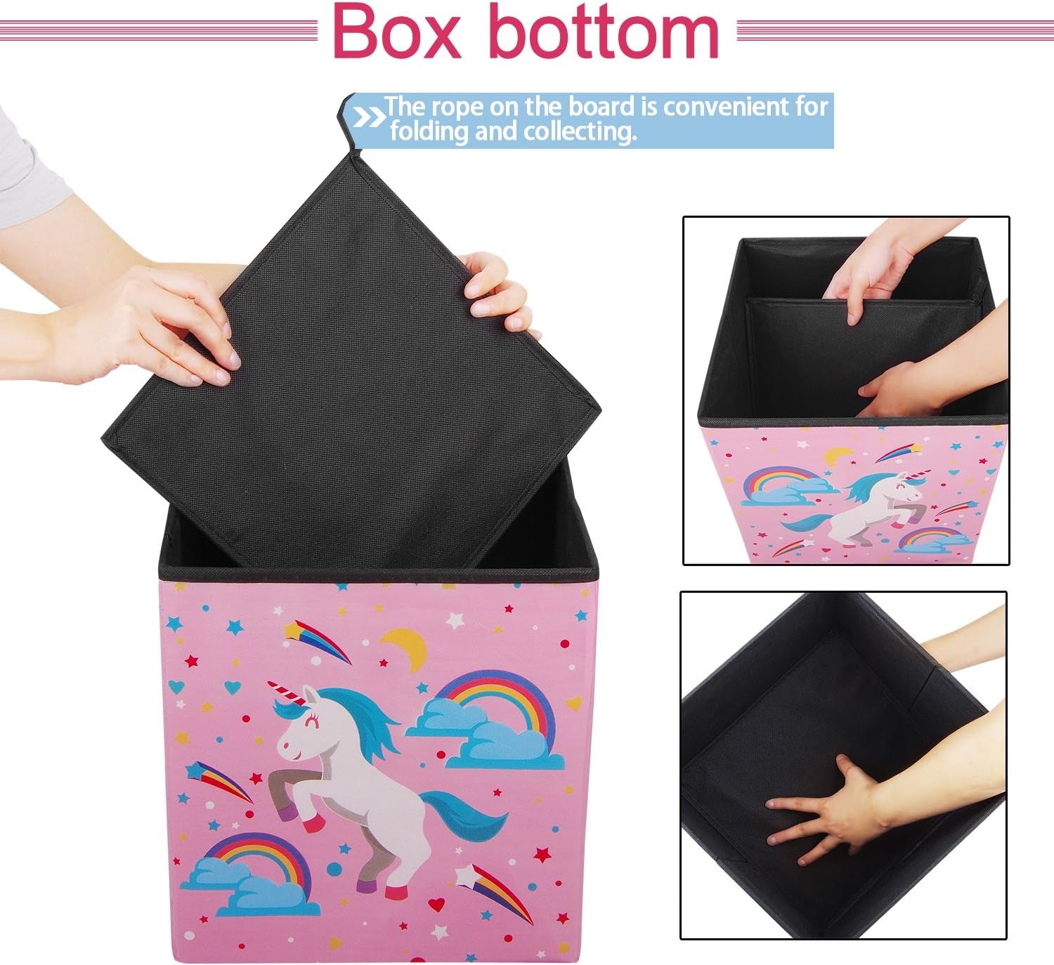 Foldable Cube Storage Toy Box - Folding Storage Ottoman Bedroom Stool Seat Children for Kids & Toddlers (Pink)