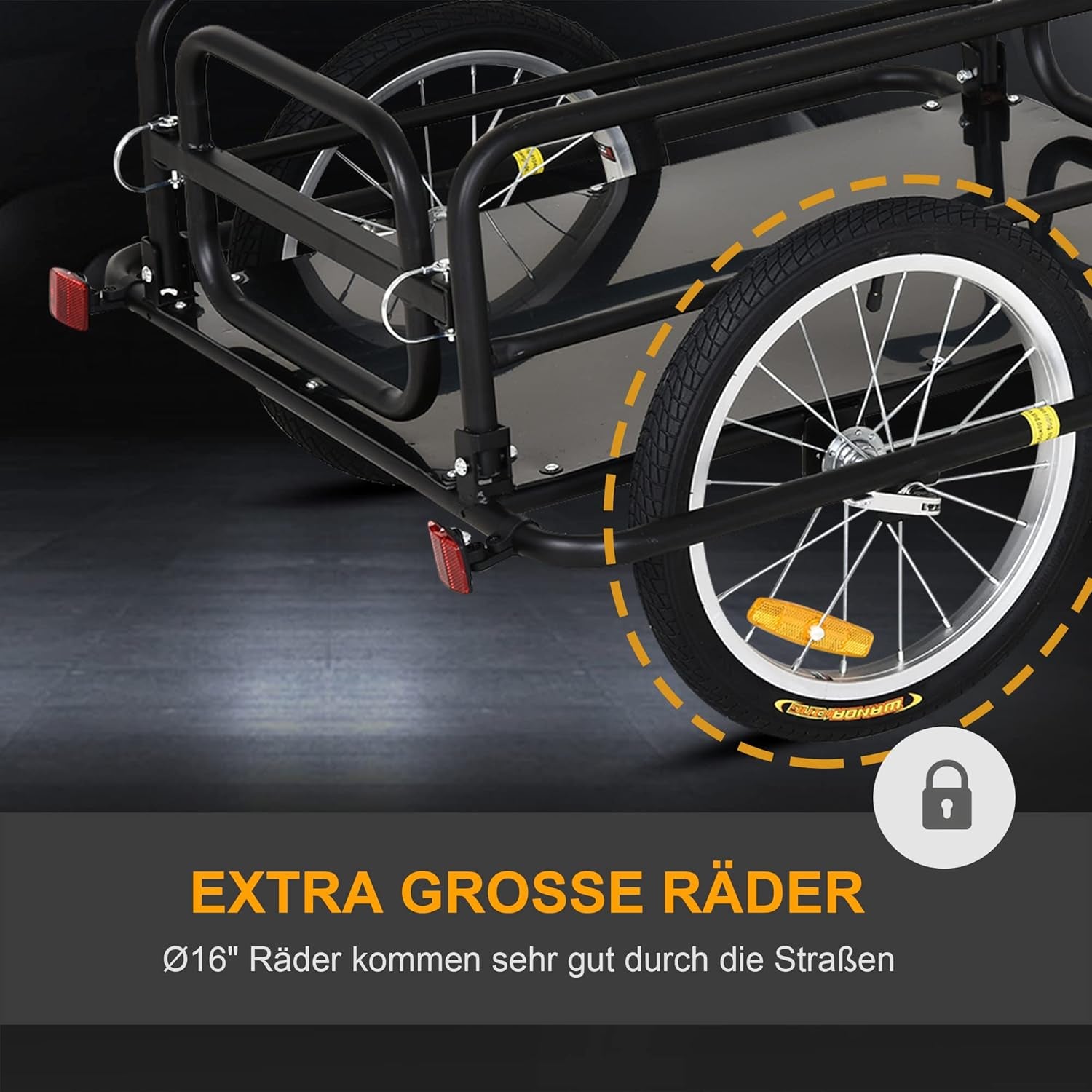 Wanderer Folding Bicycle Bike Cargo Storage Cart and Luggage Trailer with Hitch - Black