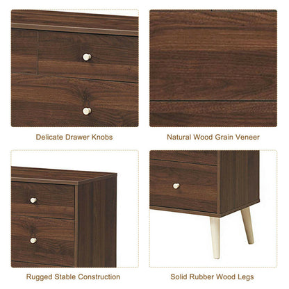 4-Drawer Dresser Cabinet Storage Organizer Rubber Leg with Rail