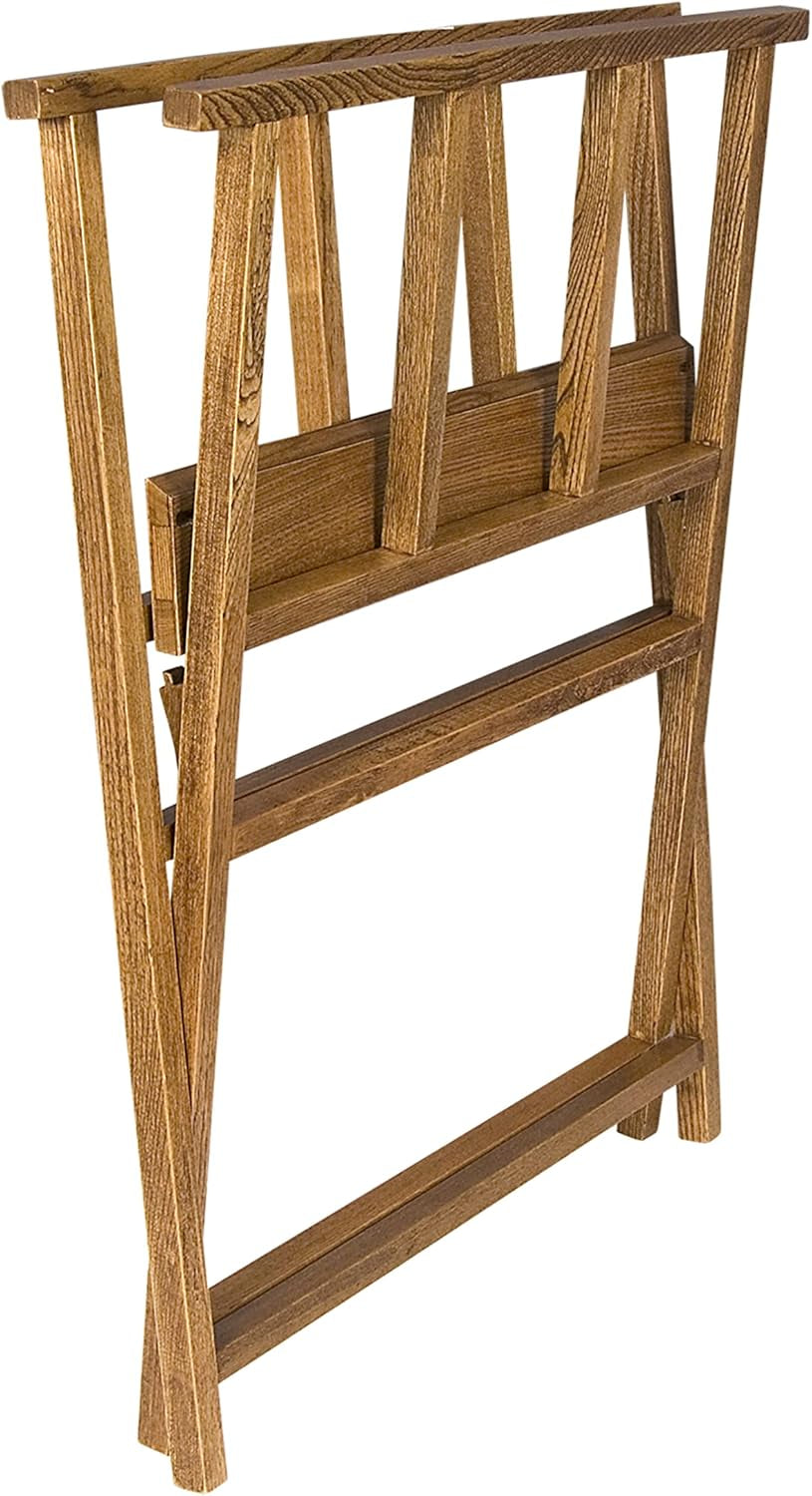 Folding Wood Large Print Rack - Perfect for Display of Canvas, Art, Prints, Panels, Posters, Art Gallery Shows, Storage Rack - [Walnut Stain Finish]