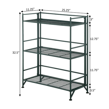 Xtra Storage 3 Tier Wide Folding Metal Shelf, Forest Green