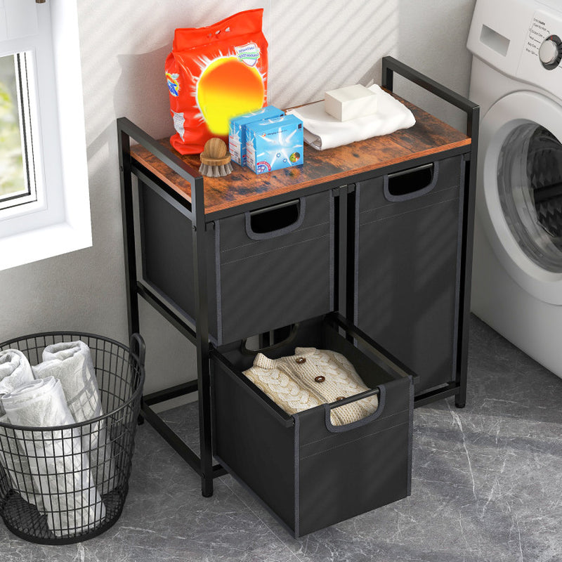 Laundry Basket Organizer Dirty Clothes Hamper with Shelf and 3 Removable Bags