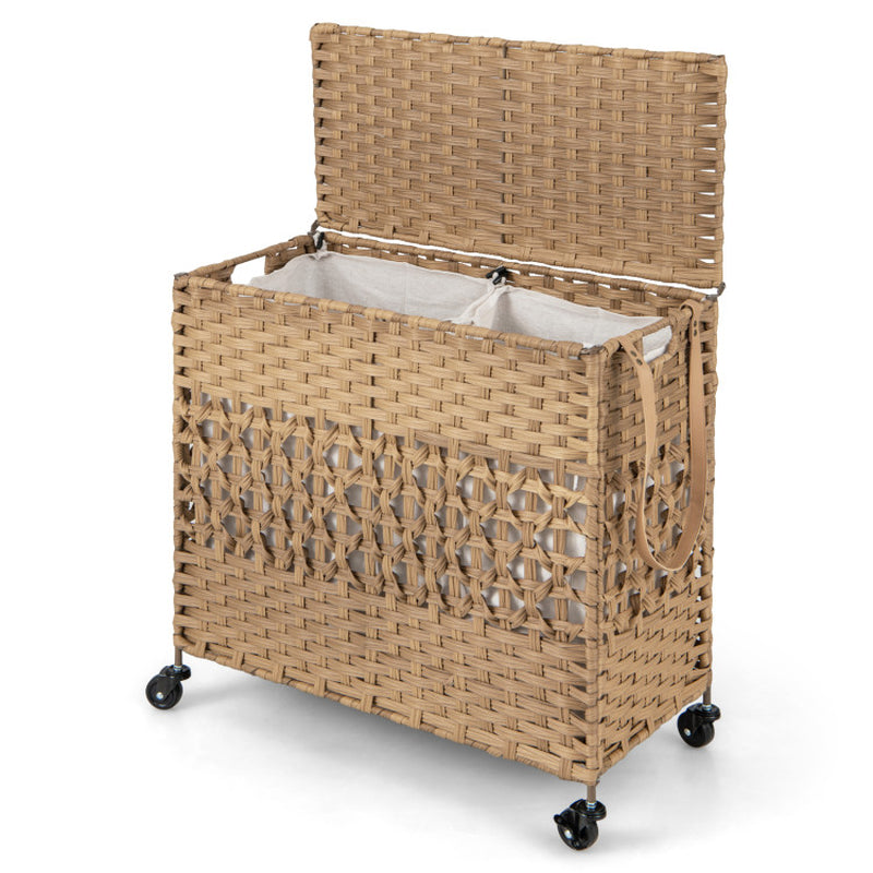 110L 2-Section Laundry Hamper with 2 Removable and Washable Liner Bags