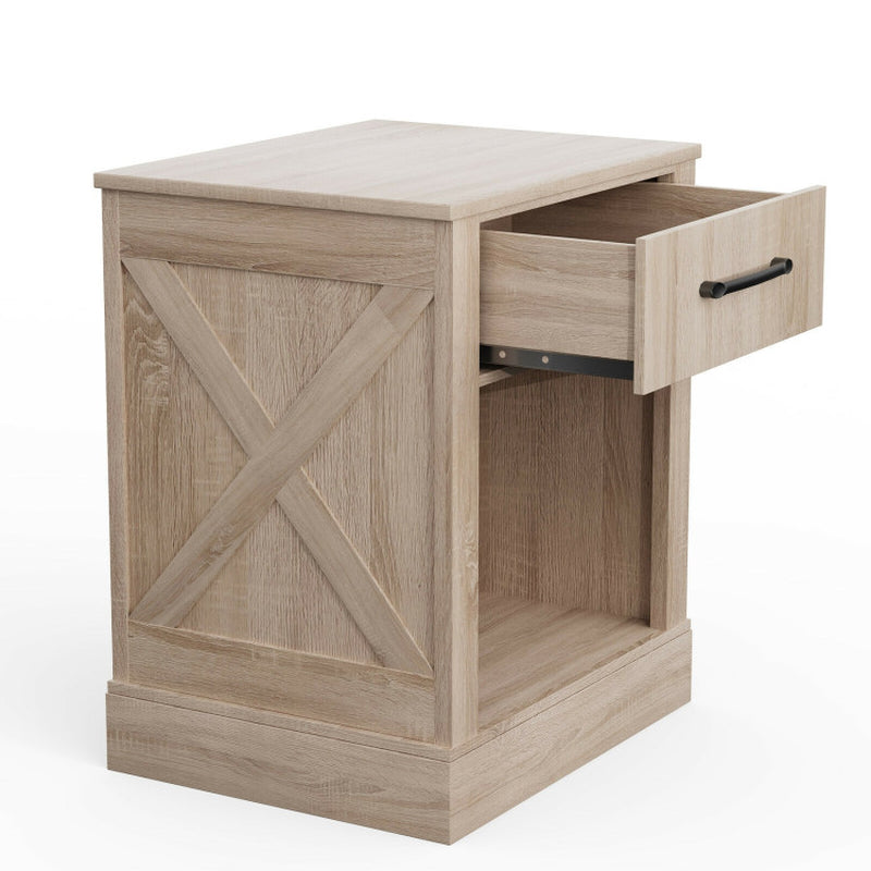 Compact Nightstand with Drawer and Open Compartment