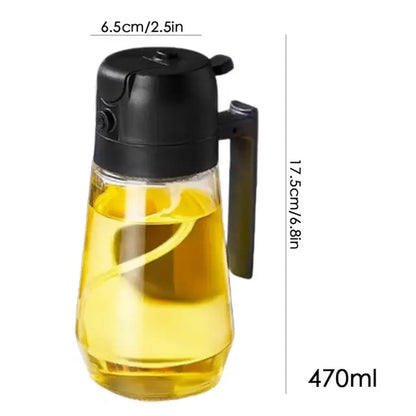 Oil Spray Bottle, Oil Dispenser and Vinegar Sprayer with 3 Replaceable Nozzle Glass Cooking Oil Preparation Dispensers