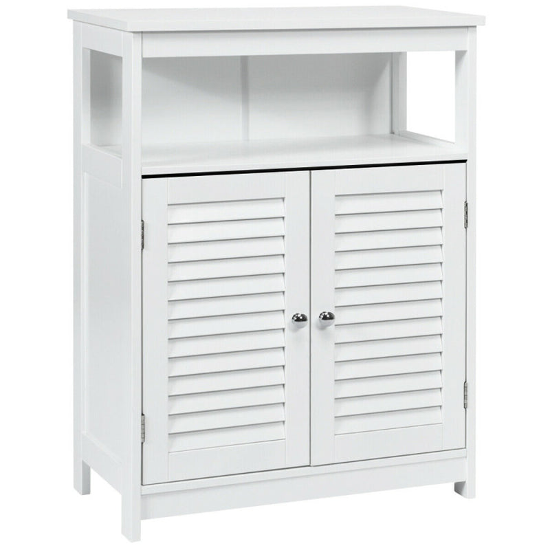 Wood Freestanding Bathroom Storage Cabinet with Double Shutter Door