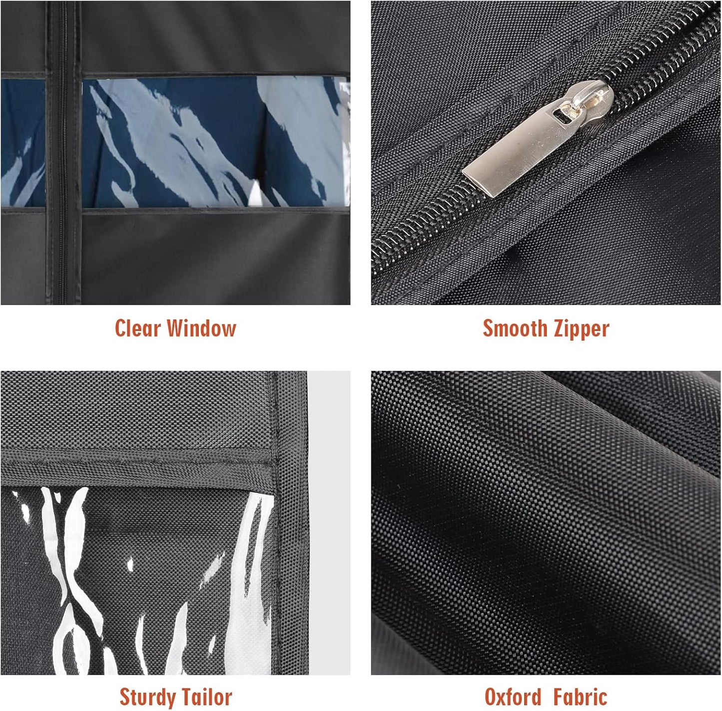 Garment Bag Suit Bag for Storage and Travel 43 Inch, Washable Suit Cover for T-Shirt, Jacket, Suits, Coats, Set of 5, Oxford Fabrics