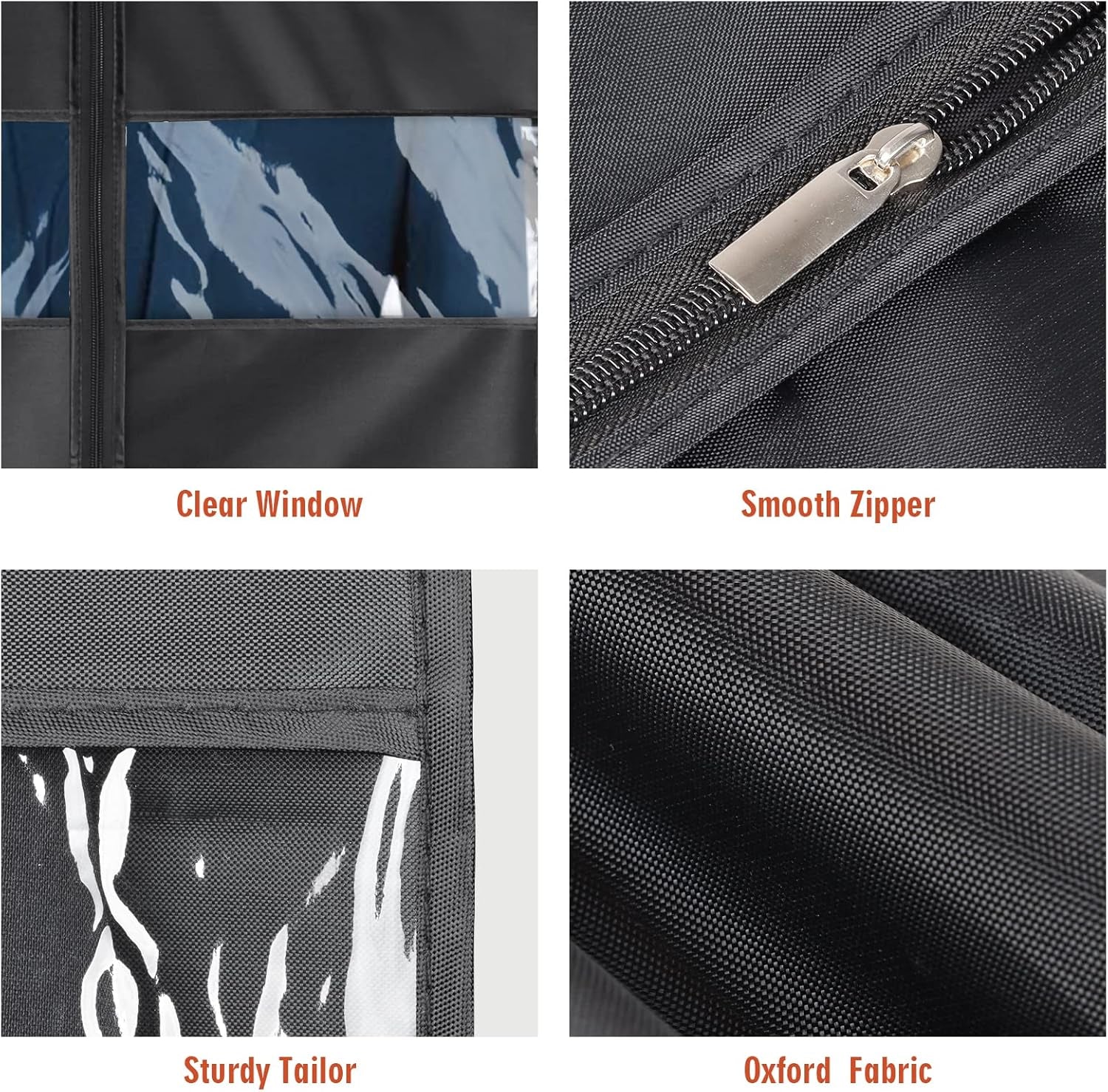 Garment Bag Suit Bag for Storage and Travel 43 Inch, Washable Suit Cover for T-Shirt, Jacket, Suits, Coats, Set of 5, Oxford Fabrics