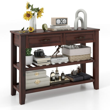 3-Tier Console Table with 2 Drawers for Living Room Entryway