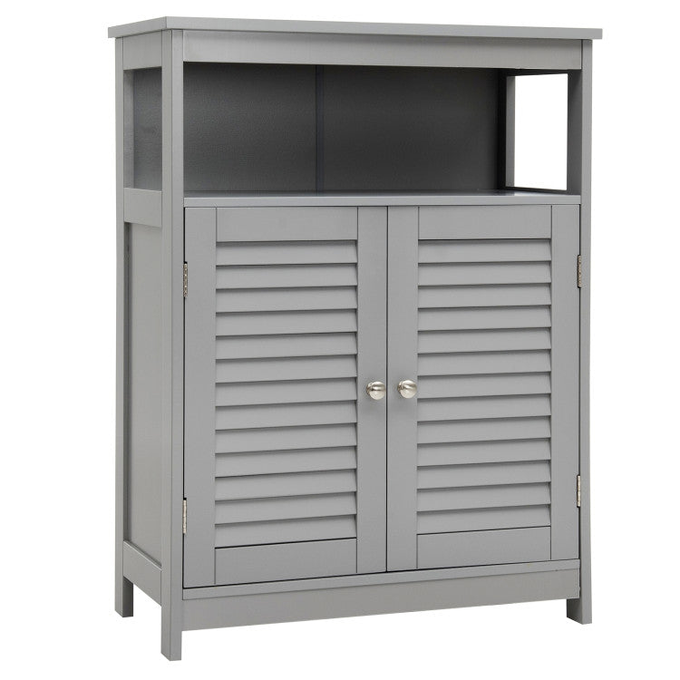 Wood Freestanding Bathroom Storage Cabinet with Double Shutter Door