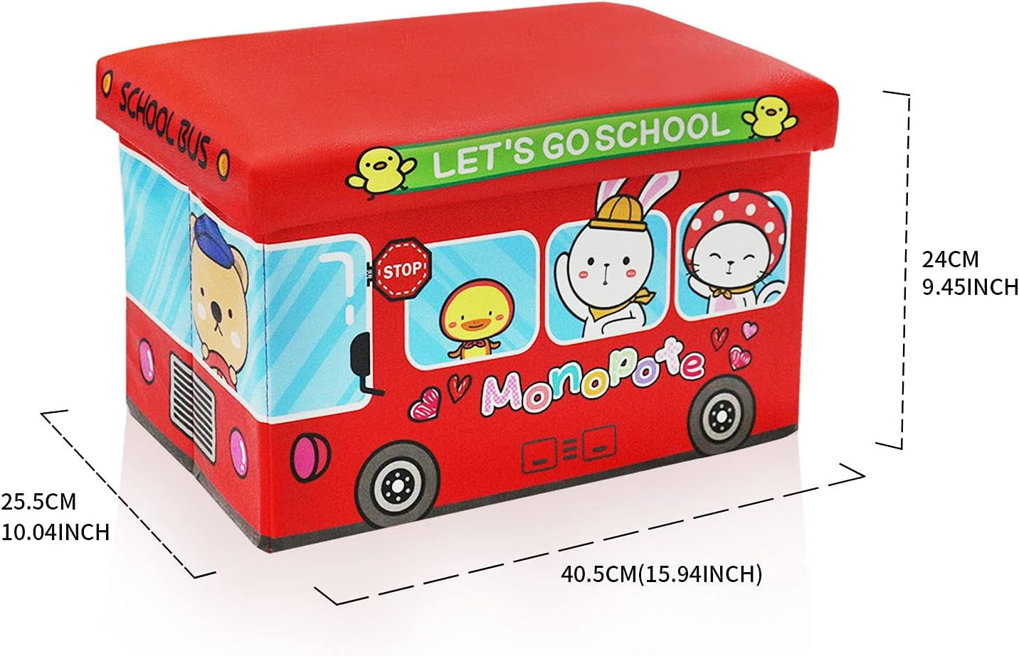 Folding Storage Ottoman Stool Foldable Storage Box Soft Cartoon Toy Large Capacity Bench for Kids Clothes and Books Container with Removable Pu Leather Lid | 402525Cm (Storage-Hxc)