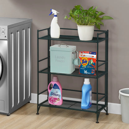 Xtra Storage 3 Tier Wide Folding Metal Shelf, Forest Green