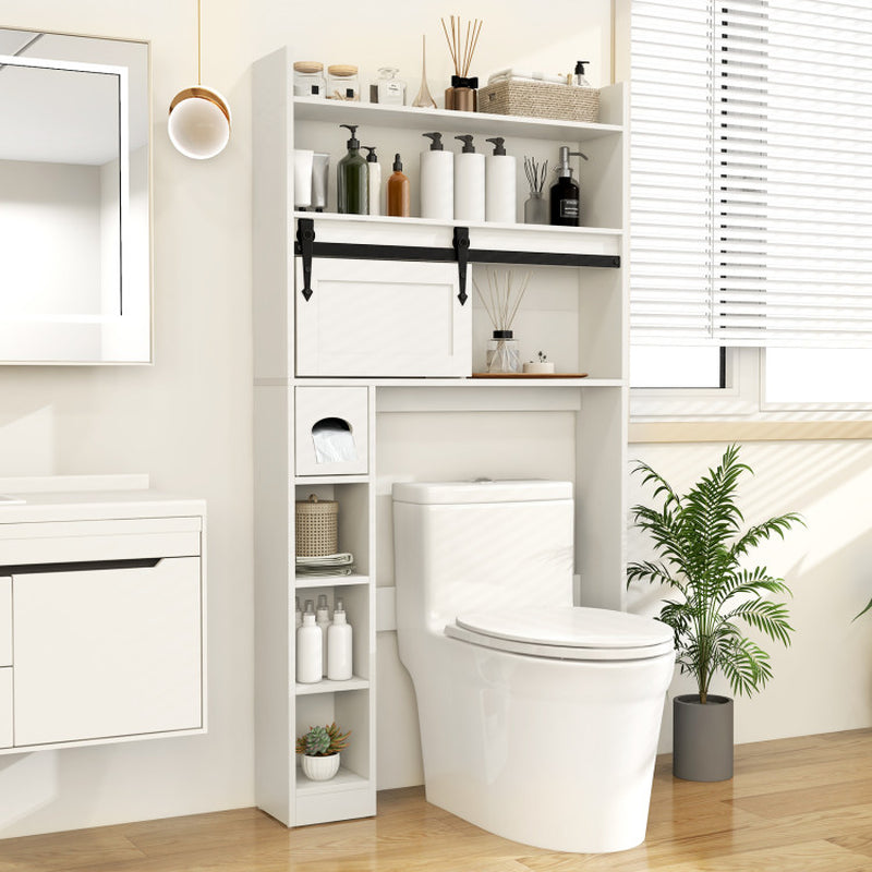 Over the Toilet Storage Cabinet with Sliding Barn Door and Adjustable Shelves