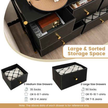Floor Dresser Storage Organizer with 5/6/8 Drawers with Fabric Bins and Metal Frame