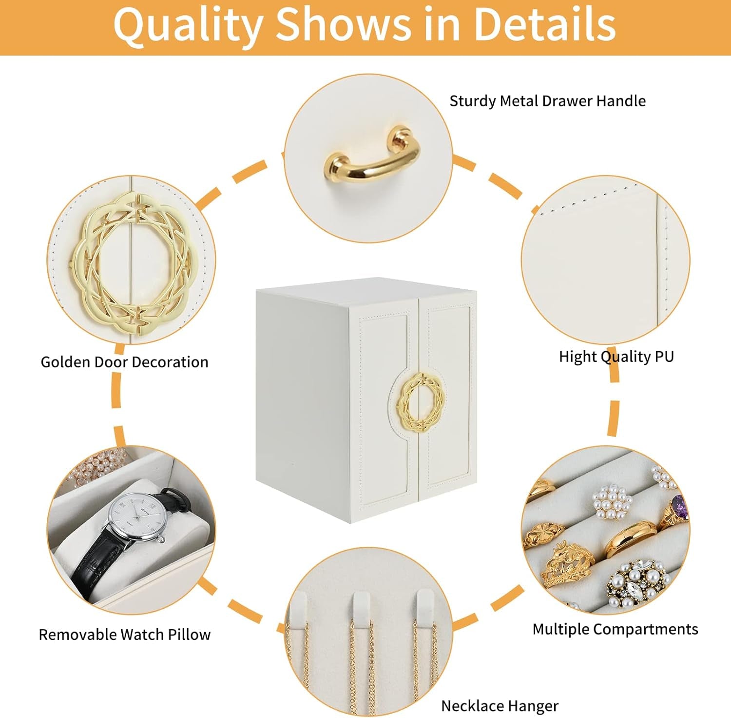 Jewelry Box Jewelry Organizer for Women Girls,5-Layer Jewelry Display Storage Case for Earring Necklace Bracelets Rings Watches Jewelry Holder