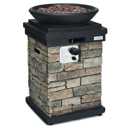 40000BTU Outdoor Propane Burning Fire Bowl Column Realistic Look Firepit Heater