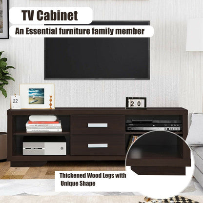 Modern TV Stand Entertainment Center with 2 Drawers and 4 Open Shelves