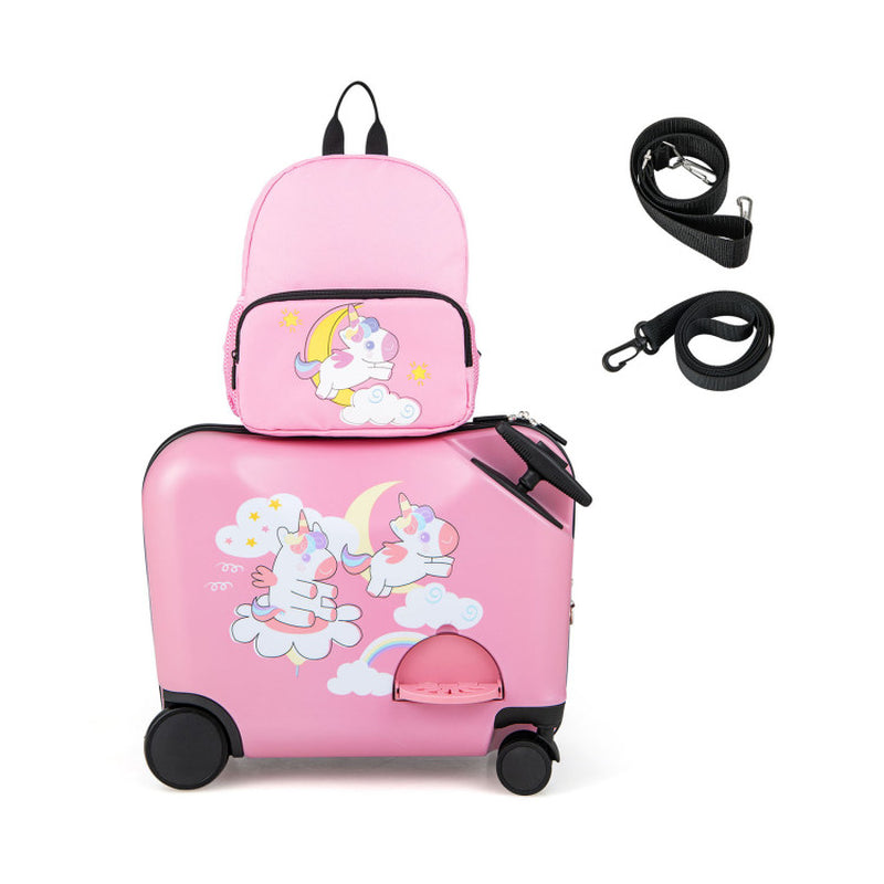 2 Pieces Kid Luggage Set with Spinner Wheels and Aluminum Handle