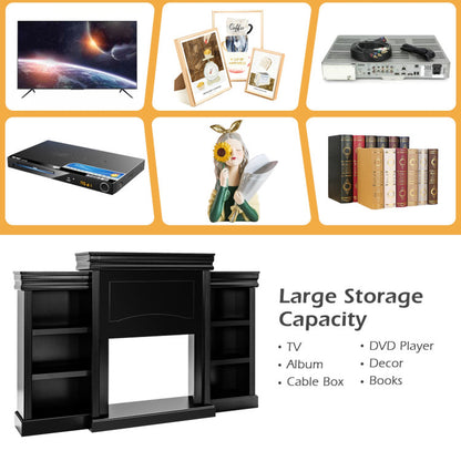 70 Inch Modern Fireplace Media Entertainment Center with Bookcase