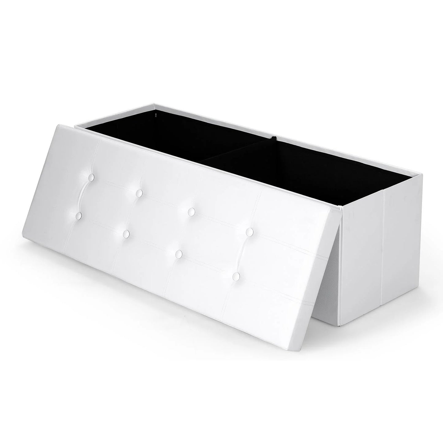 Ottoman Storage Bench 45'' Faux Leather, 165L Oversized Storage Folding Chest Footrest Padded Seat for Bedroom