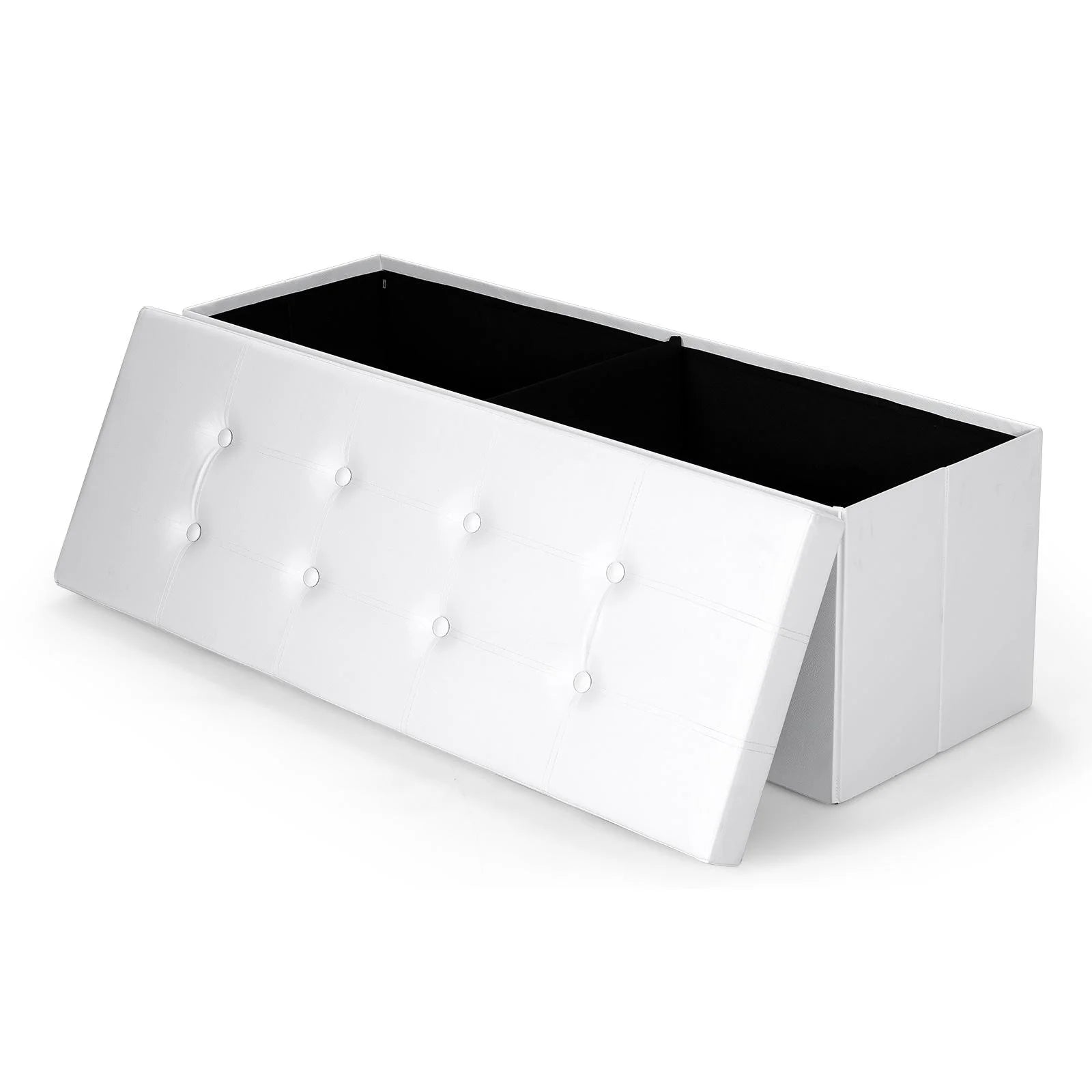 Ottoman Storage Bench 45'' Faux Leather, 165L Oversized Storage Folding Chest Footrest Padded Seat for Bedroom