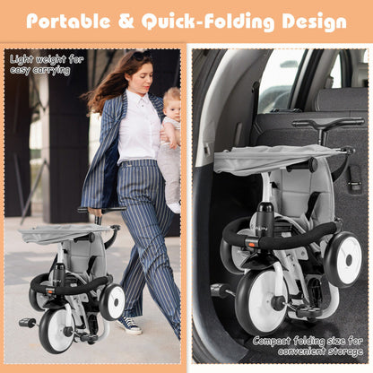 6-In-1 Foldable Baby Tricycle Toddler Stroller with Adjustable Handle