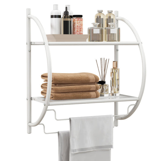 Wall Mounted 2-Tier Bathroom Towel Rack with 2 Towel Bars