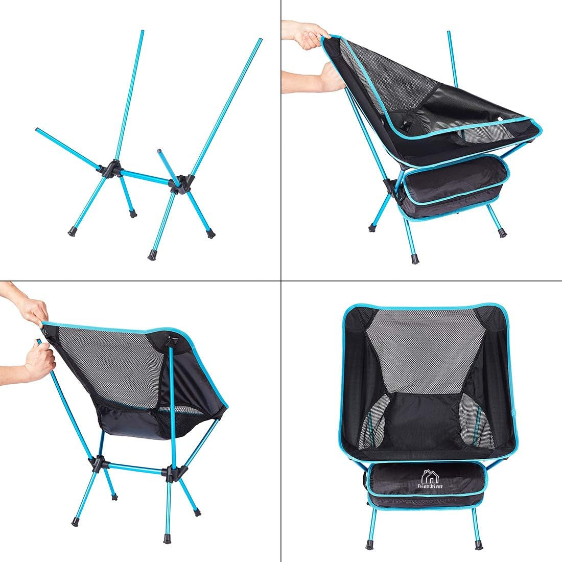 Portable Folding Camping Chair, Compact and Lightweight Outdoor Chair, Suitable for Outdoor Activities, Hiking, Camping, Picnic, Folding Chair with Portable Storage Bag