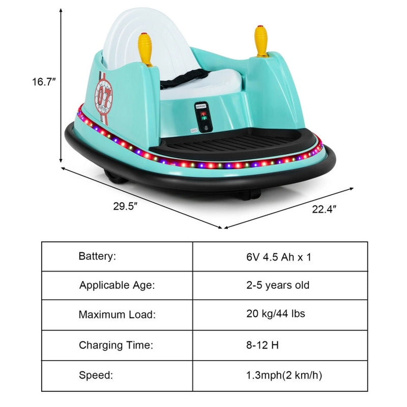 6V Kids Ride on Bumper Car 360-Degree Spin Race Toy with Remote Control