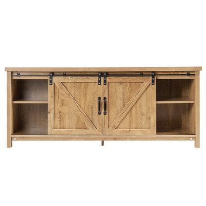 TV Stand Media Center Console Cabinet with Sliding Barn Door for Tvs up to 65 Inch