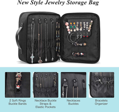 Makeup Bag and Jewelry Bag for Women with Compartments Waterproof Makeup Bag and Jewelry Bag for Women (Black)