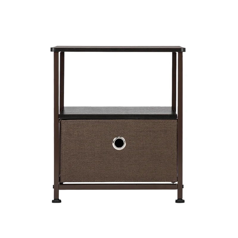 Nightstand Storage Bedside Furniture & Accent End Table Chest for Home Bedroom Officecollege Dorm Steel Frame Wood Top