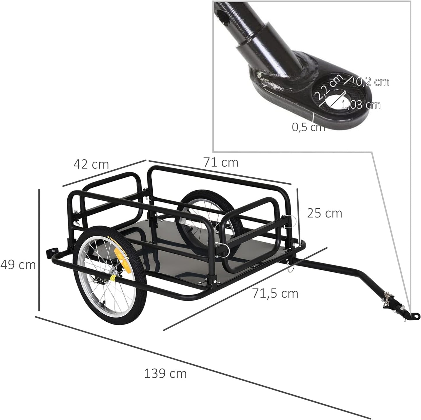 Wanderer Folding Bicycle Bike Cargo Storage Cart and Luggage Trailer with Hitch - Black