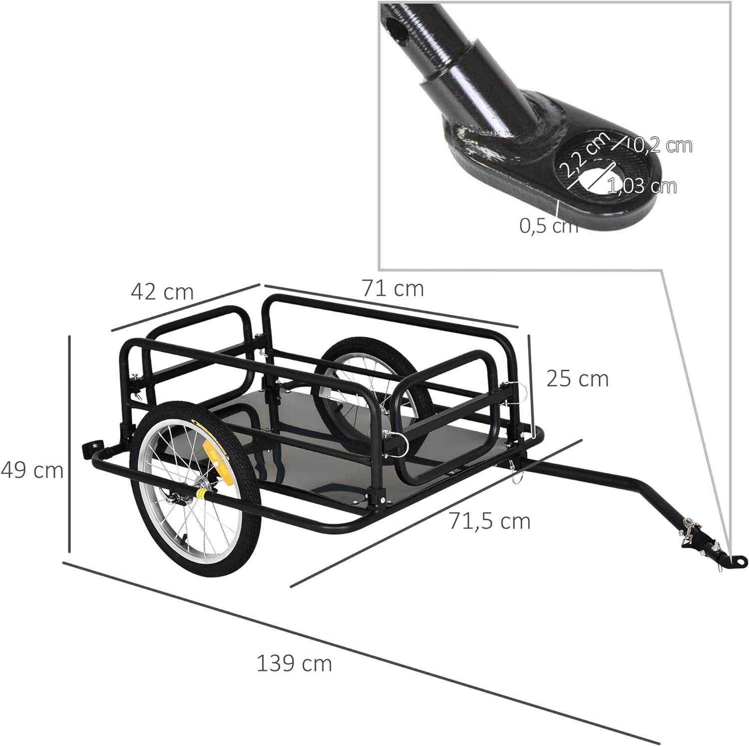 Wanderer Folding Bicycle Bike Cargo Storage Cart and Luggage Trailer with Hitch - Black