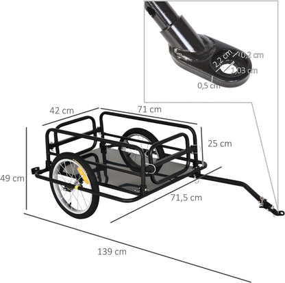 Wanderer Folding Bicycle Bike Cargo Storage Cart and Luggage Trailer with Hitch - Black