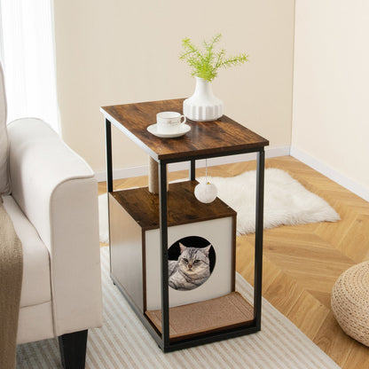 Cat Furniture End Table Cat House with Scratching Post