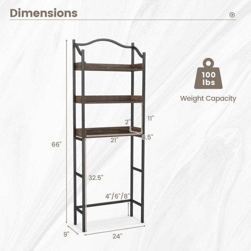 3-Tier Over-The-Toilet Rack Bathroom Toilet Stand with Shelves