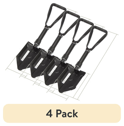 (4 Pack)  Heavy Duty Steel Folding Shovel, Black, Model 4803