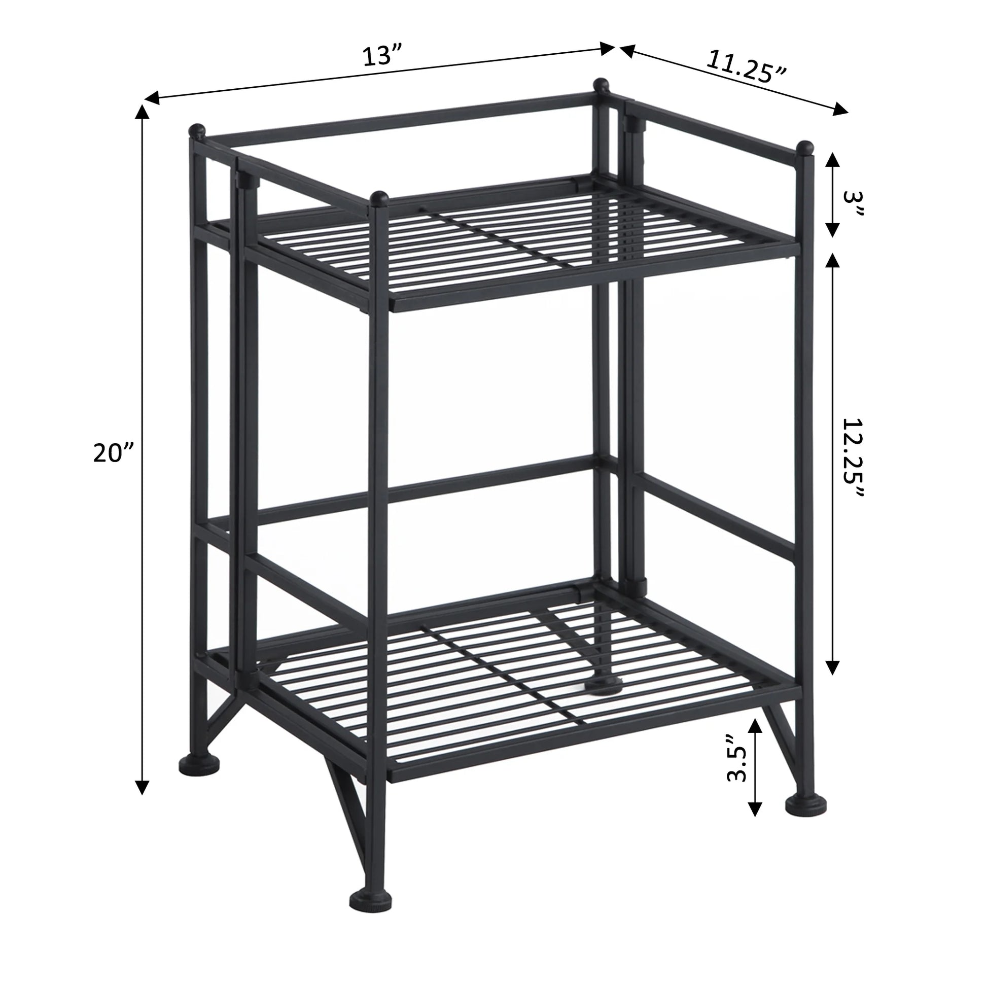 Xtra Storage 2 Tier Folding Metal Shelf, Black