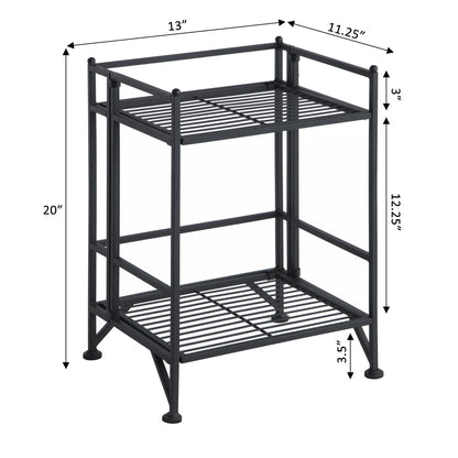 Xtra Storage 2 Tier Folding Metal Shelf, Black