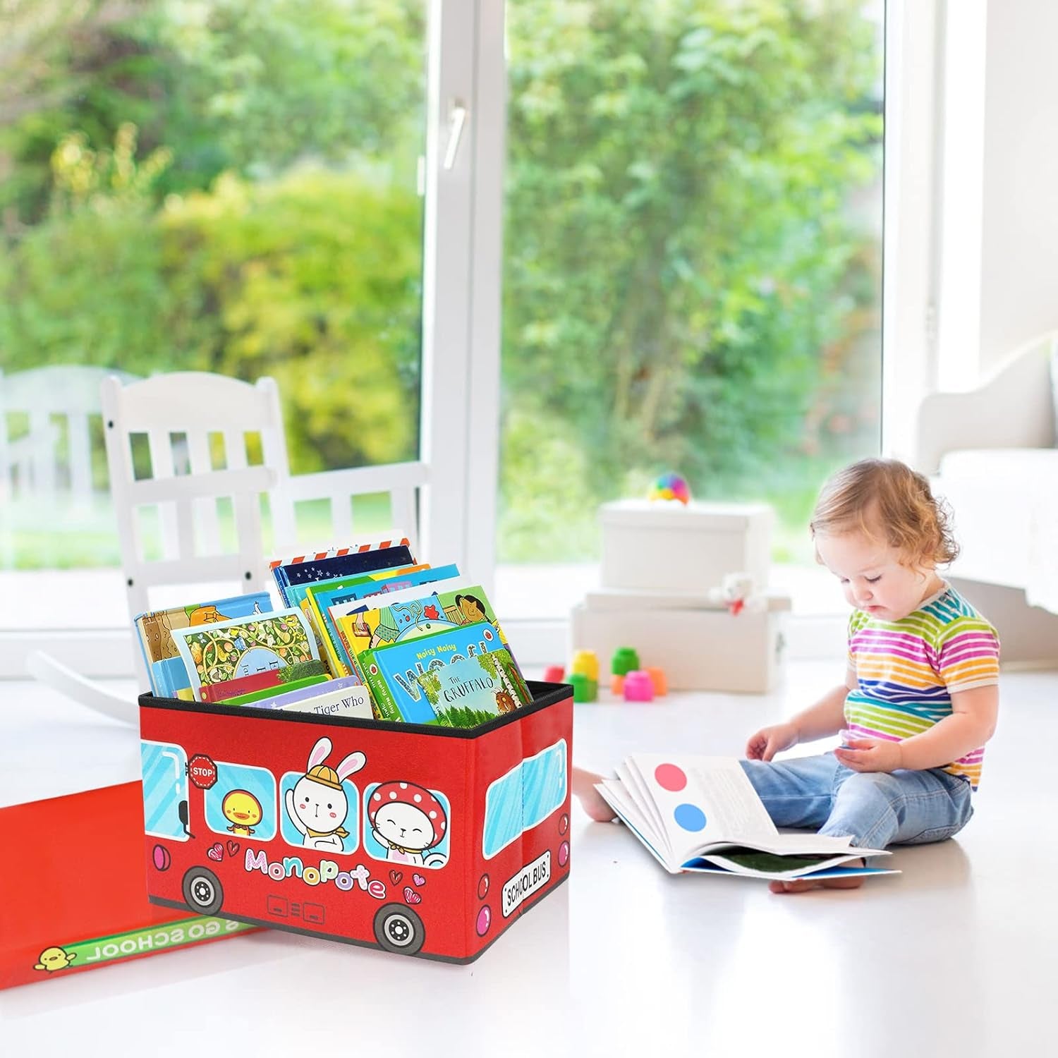 Folding Storage Ottoman Stool Foldable Storage Box Soft Cartoon Toy Large Capacity Bench for Kids Clothes and Books Container with Removable Pu Leather Lid | 402525Cm (Storage-Hxc)