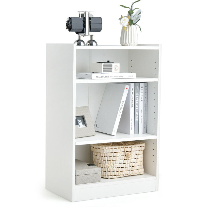 3-Tier Bookcase Open Display Rack Cabinet with Adjustable Shelves