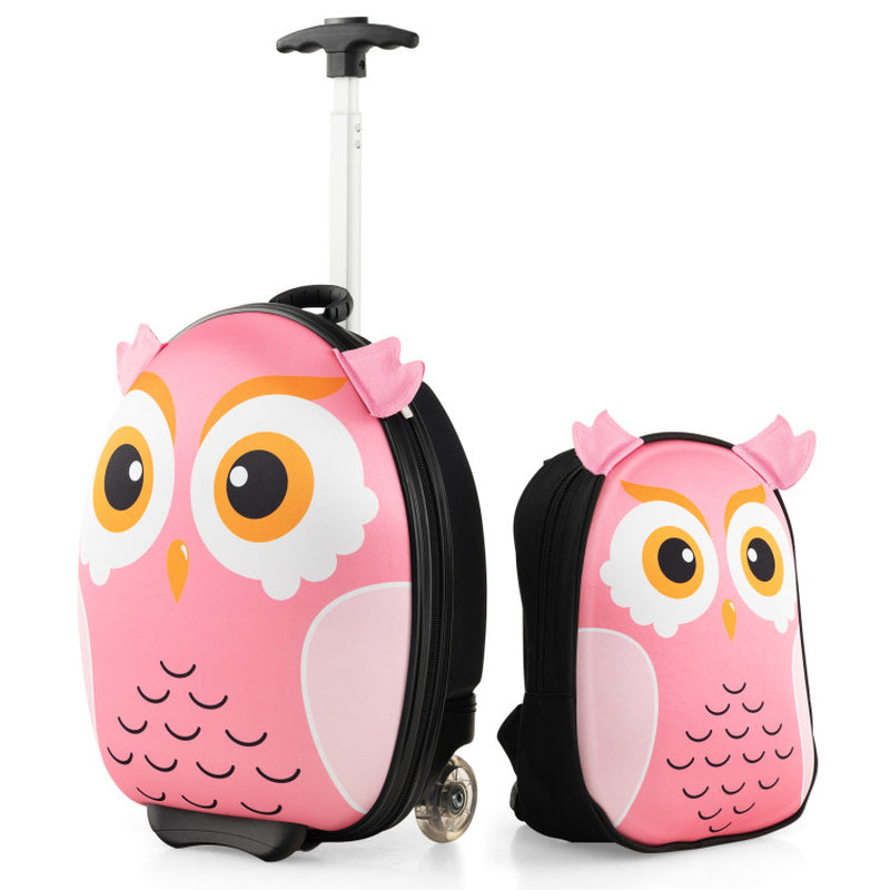 2 Pieces 18 Inch Ride-On Kids Luggage Set with Spinner Wheels