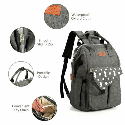 Large Waterproof Diaper Bag Backpack with USB Charging