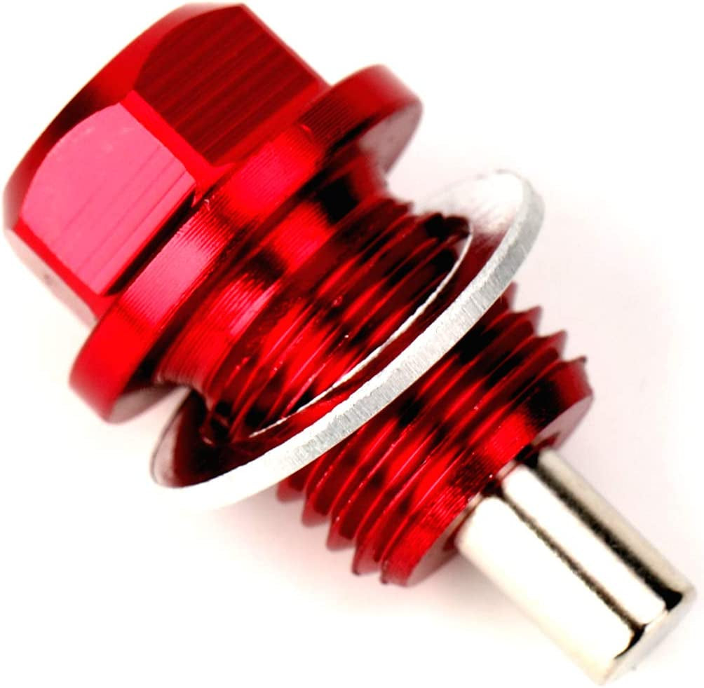 Magnetic Oil Drain Plug Magnetic Sump Drain Nut Oil Drain Bolt (14X1.5, Red)