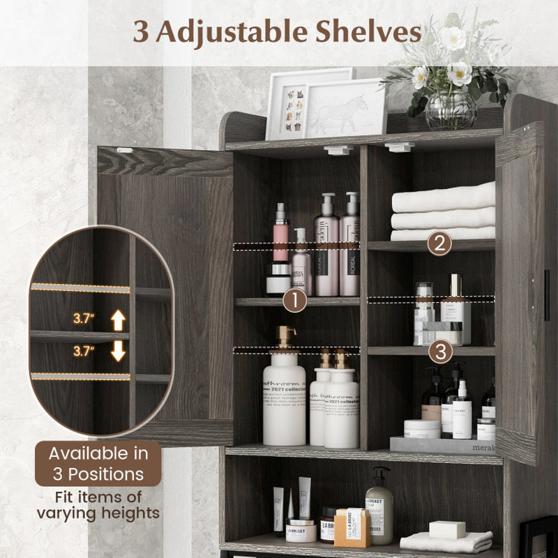 Over the Toilet Storage Cabinet Space Saver Organizer with Double Doors